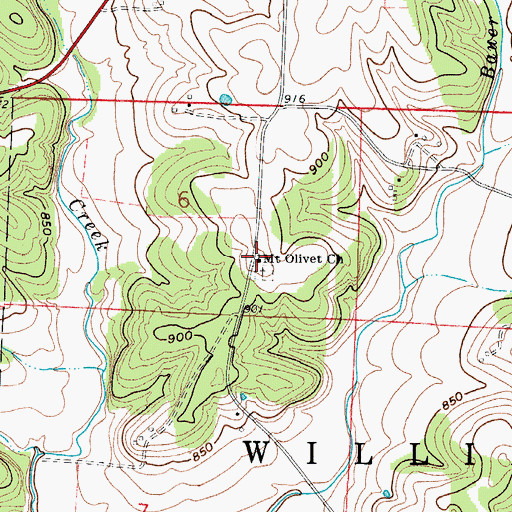 Topographic Map of Mount Olivet Church, MO