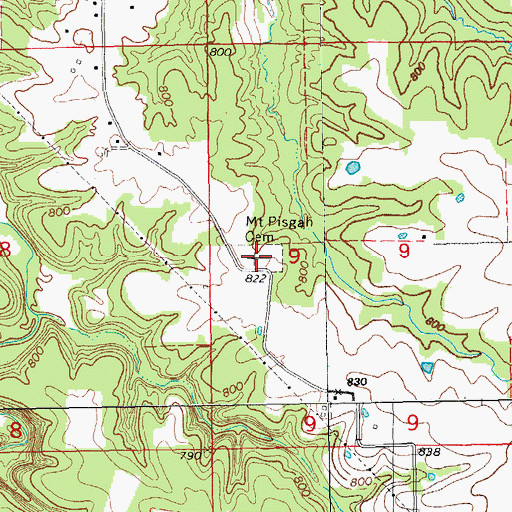 Topographic Map of Mount Pisgah Cemetery, MO