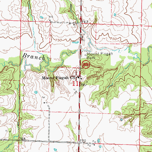 Topographic Map of Mount Pisgah Church, MO