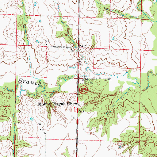 Topographic Map of Mount Pisgah Park, MO