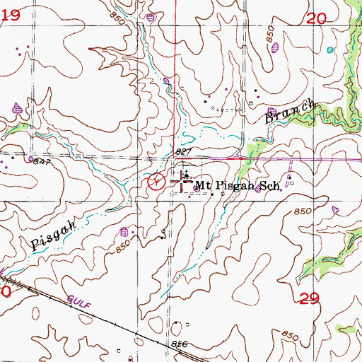 Topographic Map of Mount Pisgah School (historical), MO