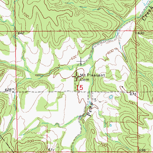 Topographic Map of Mount Pleasant Cemetery, MO