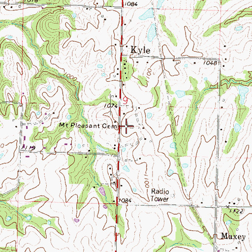 Topographic Map of Pleasant Ridge Cemetery, MO