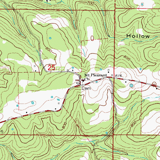 Topographic Map of Mount Pleasant Church, MO