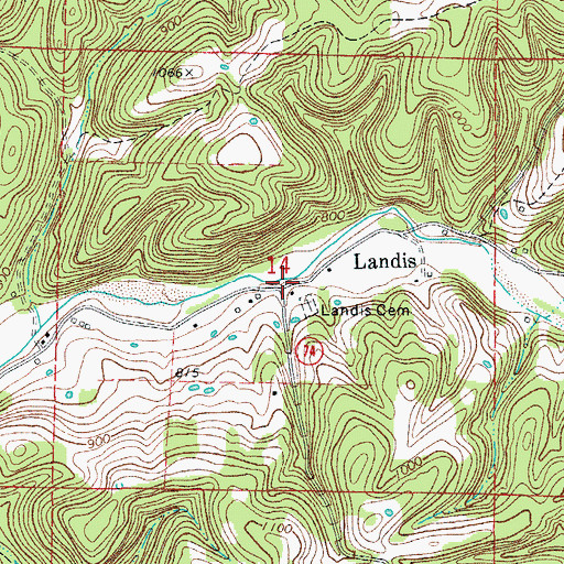 Topographic Map of Landis, AR