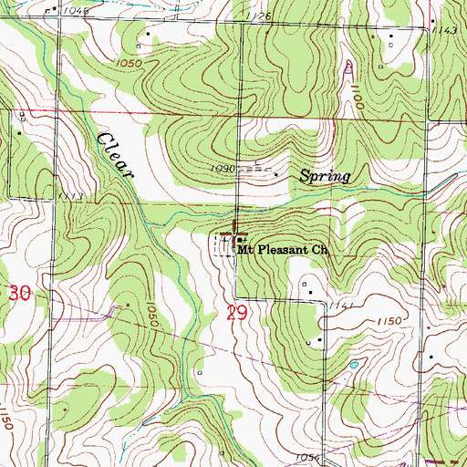 Topographic Map of Mount Pleasant Church, MO