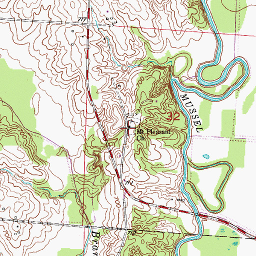 Topographic Map of Mount Pleasant Church, MO