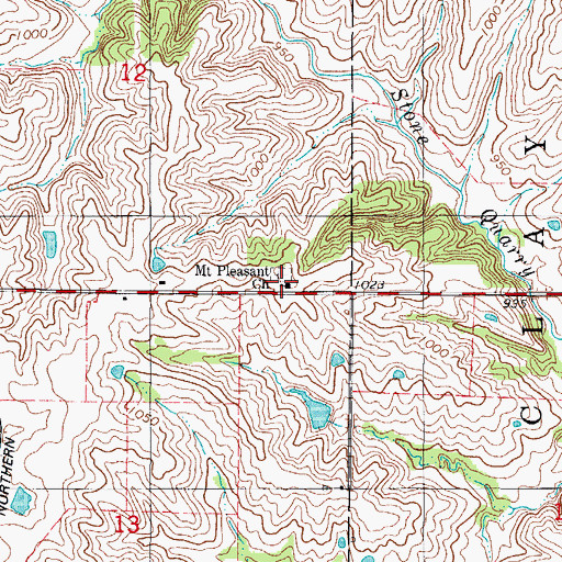 Topographic Map of Mount Pleasant Church, MO