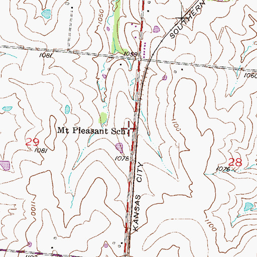 Topographic Map of Mount Pleasant School (historical), MO