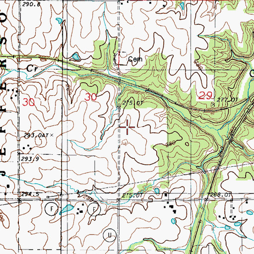 Topographic Map of Mount Pleasant School (historical), MO