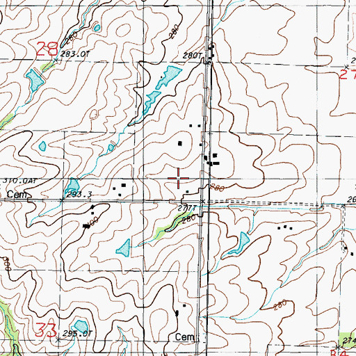 Topographic Map of Mount Pleasant School, MO