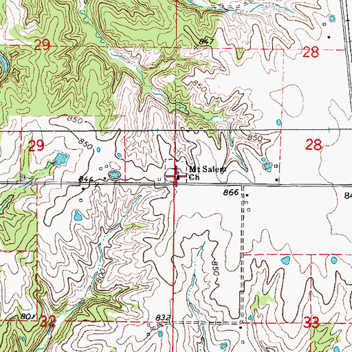 Topographic Map of Mount Salem Church, MO