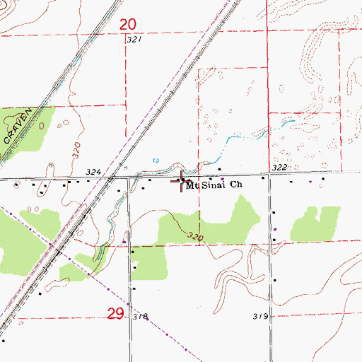 Topographic Map of Mount Sinai Church, MO
