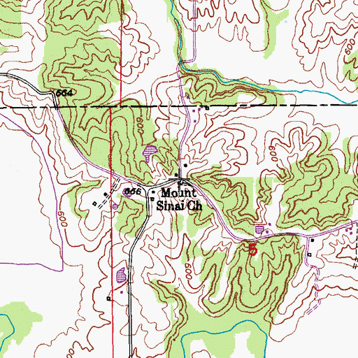 Topographic Map of Mount Sinai Church, MO