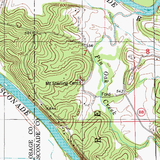 Topographic Map of Mount Sterling Cemetery, MO