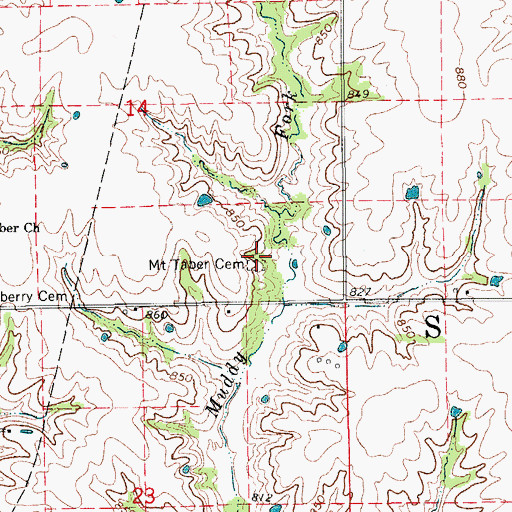 Topographic Map of Mount Tabor Cemetery, MO