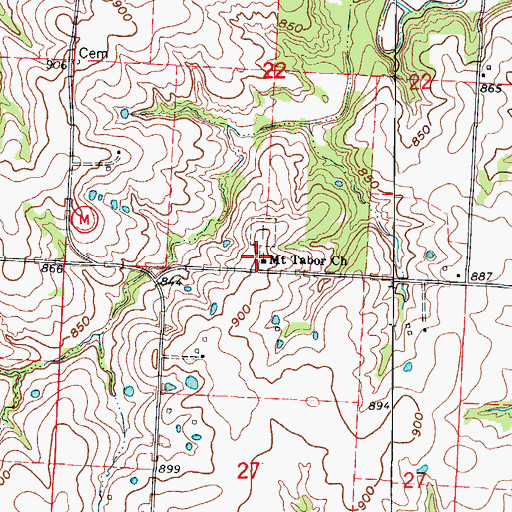 Topographic Map of Mount Tabor Church, MO