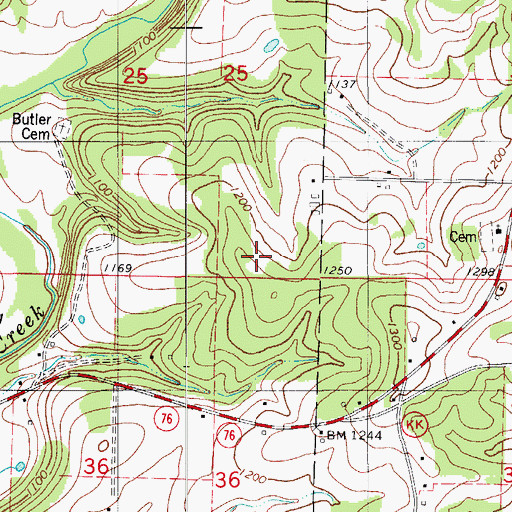 Topographic Map of Mount Tabor School (historical), MO