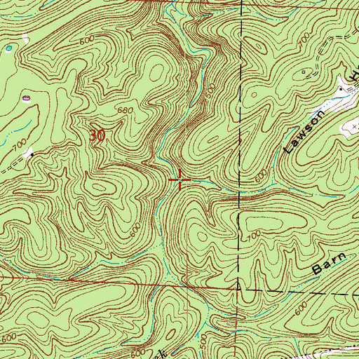 Topographic Map of Lawson Hollow, AR