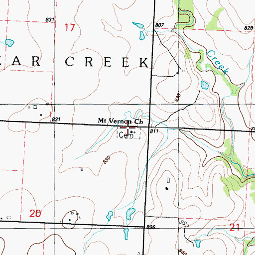 Topographic Map of Mount Vernon Church, MO