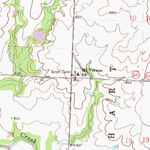 Topographic Map of Mount Vernon Church, MO
