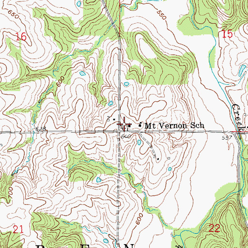 Topographic Map of Mount Vernon School, MO