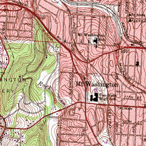 Topographic Map of Mount Washington, MO