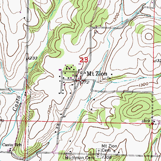 Topographic Map of Mount Zion, MO