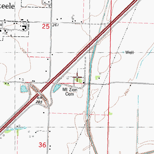 Topographic Map of Mount Zion Cemetery, MO