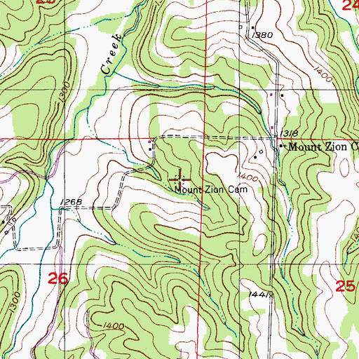 Topographic Map of Mount Zion Cemetery, MO
