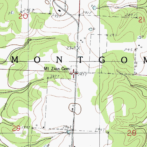 Topographic Map of Mount Zion Cemetery, MO