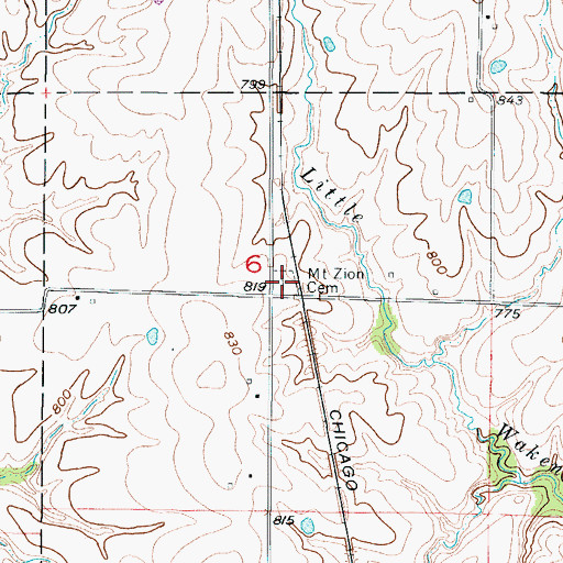 Topographic Map of Mount Zion Cemetery, MO