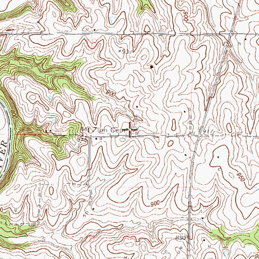 Topographic Map of Mount Zion Cemetery, MO