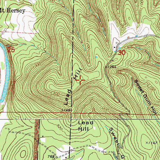 Topographic Map of Lead Hill, AR