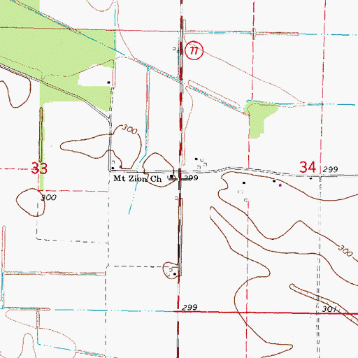 Topographic Map of Mount Zion Church, MO