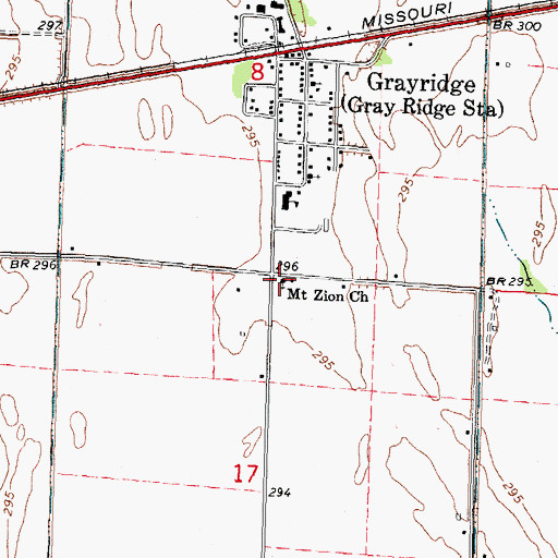 Topographic Map of Mount Zion Church, MO