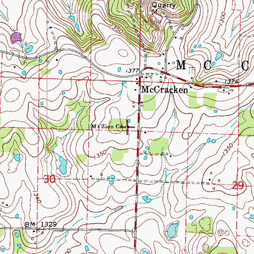 Topographic Map of Mount Zion Church, MO
