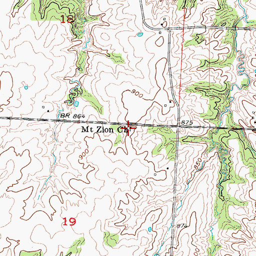 Topographic Map of Mount Zion Church, MO