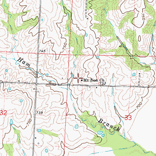 Topographic Map of Mount Zion Church, MO