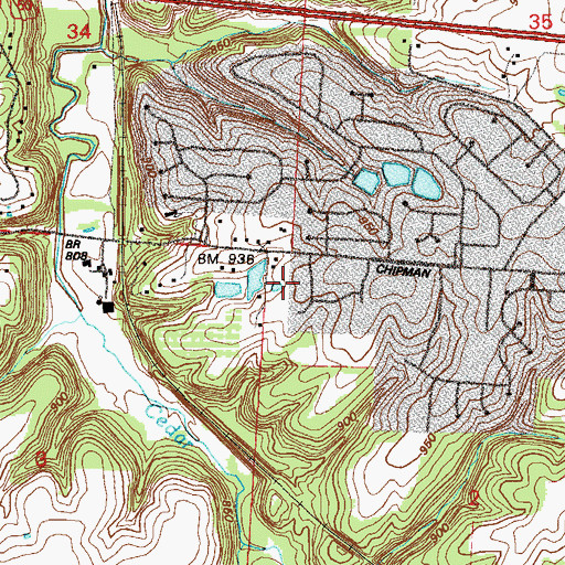 Topographic Map of Mount Zion Church, MO