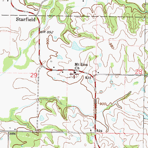 Topographic Map of Mount Zion Church, MO