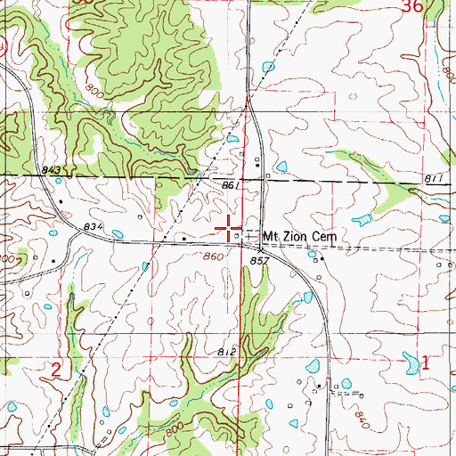 Topographic Map of Mount Zion Church, MO
