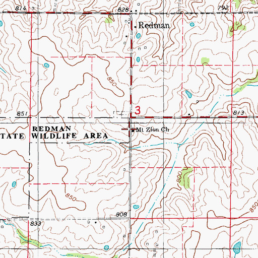 Topographic Map of Mount Zion Church, MO