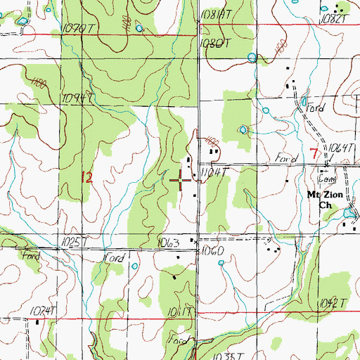 Topographic Map of Mount Zion School (historical), MO