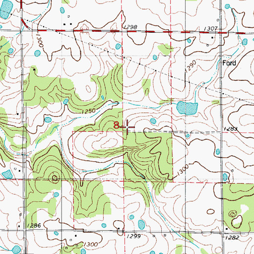 Topographic Map of Mount Zion School, MO