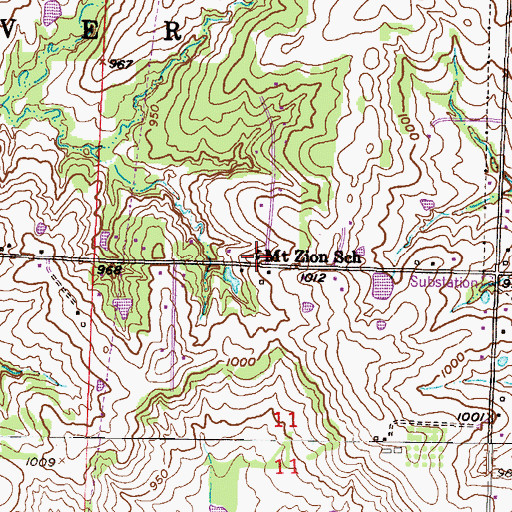 Topographic Map of Mount Zion School (historical), MO