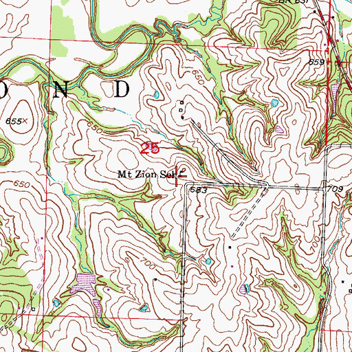 Topographic Map of Mount Zion School (historical), MO