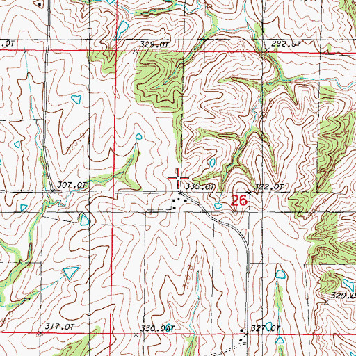 Topographic Map of Mount Zion School, MO