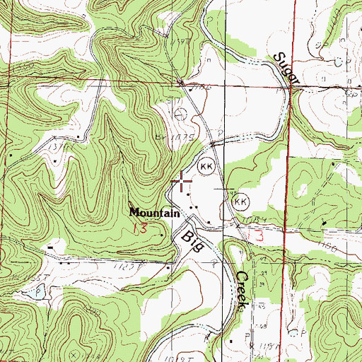Topographic Map of Mountain, MO