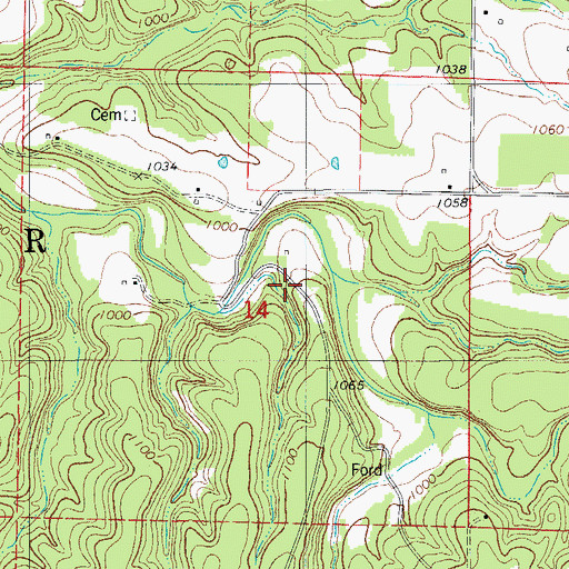 Topographic Map of Mountain Creek Church, MO